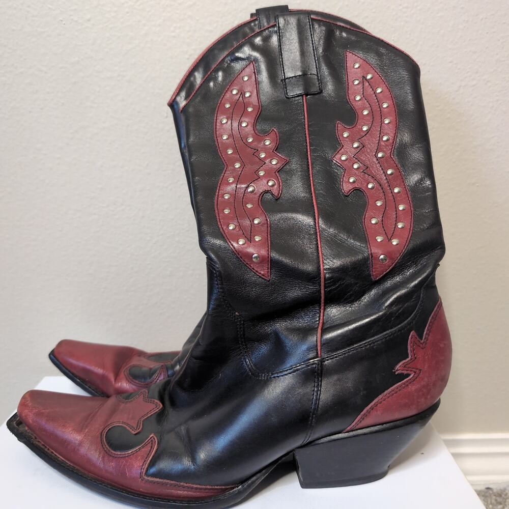 Two-Tone Studded Western Boots Vintage